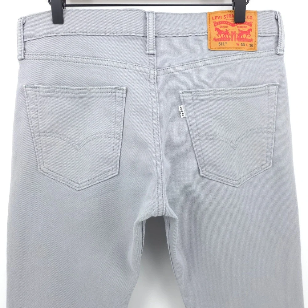 Levi's Mens Jeans 511 Slim Fit 33x30 Light Grey Modern Stretch‎ Denim